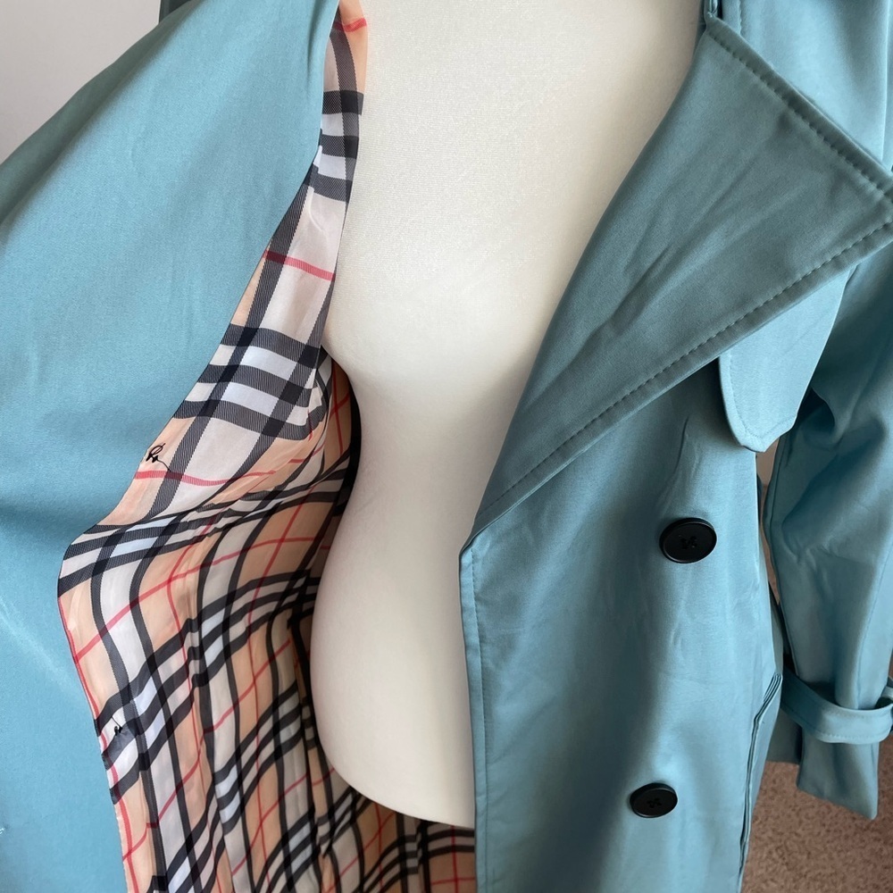 Women's Double-Breasted Trench Coat - Blue Size Medium - Picture 5 of 7